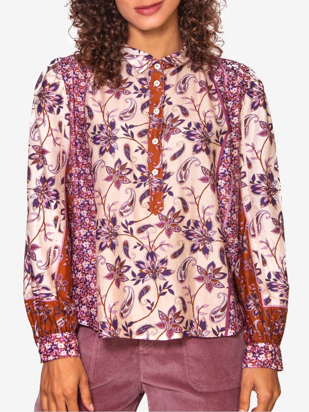 Xirena Keira Floral Lightweight Silk Blend Floral Popover Blouse Top XS
